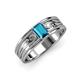 3 - Aileen Bold Emerald Cut London Blue Topaz Solitaire Wide Band Promise Ring 