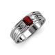 3 - Aileen Bold Emerald Cut Red Garnet Solitaire Wide Band Promise Ring 