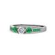 1 - Ayaka Diamond and Emerald Three Stone with Side Emerald Ring 