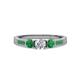 2 - Ayaka Diamond and Emerald Three Stone with Side Emerald Ring 