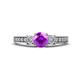 1 - Valene Amethyst and Diamond Three Stone Engagement Ring 