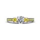 1 - Valene Diamond and Yellow Sapphire Three Stone with Side Yellow Sapphire Ring 