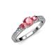 2 - Valene Pink Tourmaline Three Stone with Side Diamond Ring 