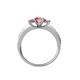 4 - Valene Pink Tourmaline Three Stone with Side Diamond Ring 