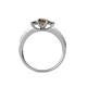 4 - Valene Smoky Quartz Three Stone with Side Diamond Ring 