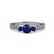 3 - Valene Blue Sapphire Three Stone with Side Diamond Ring 