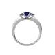 4 - Valene Blue Sapphire Three Stone with Side Diamond Ring 