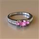 2 - Valene Pink Sapphire Three Stone with Side Diamond Ring 