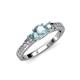 2 - Valene Aquamarine Three Stone with Side Diamond Ring 