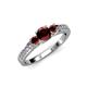 2 - Valene Red Garnet Three Stone with Side Diamond Ring 