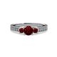 3 - Valene Red Garnet Three Stone with Side Diamond Ring 