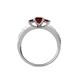 4 - Valene Red Garnet Three Stone with Side Diamond Ring 