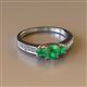 2 - Valene Emerald Three Stone with Side Diamond Ring 