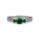 3 - Valene Emerald Three Stone with Side Diamond Ring 