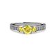 3 - Valene Yellow Sapphire Three Stone with Side Diamond Ring 