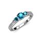 2 - Valene London Blue Topaz Three Stone with Side Diamond Ring 