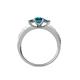 4 - Valene Blue Diamond Three Stone with Side White Diamond Ring 