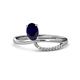 1 - Naysa Bold 1.02 ctw Blue Sapphire Oval Shape (7x5 mm) & Side Natural Diamond Round (1.30 mm) Promise Ring 