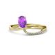 1 - Naysa Bold 0.84 ctw Amethyst Oval Shape (7x5 mm) & Side Natural Diamond Round (1.30 mm) Promise Ring 