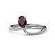 1 - Naysa Bold 1.07 ctw Red Garnet Oval Shape (7x5 mm) & Side Natural Diamond Round (1.30 mm) Promise Ring 