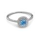 2 - Marilyn Prima Round Blue Topaz and Diamond 0.85 ctw Halo Engagement Ring 