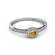 2 - Jesenia Prima Round Citrine and Diamond 0.50 ctw Floral Halo Promise Ring 