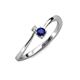 3 - Lucie 4.10 mm Bold Round Blue Sapphire and Diamond 2 Stone Promise Ring 