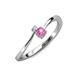 3 - Lucie 4.10 mm Bold Round Pink Sapphire and Diamond 2 Stone Promise Ring 