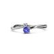 1 - Lucie 4.10 mm Bold Round Tanzanite and Diamond 2 Stone Promise Ring 