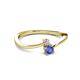 2 - Lucie 4.10 mm Bold Round Tanzanite and Diamond 2 Stone Promise Ring 