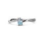 1 - Lucie 4.10 mm Bold Round Aquamarine and Diamond 2 Stone Promise Ring 