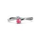 1 - Lucie 4.10 mm Bold Round Pink Tourmaline and Diamond 2 Stone Promise Ring 