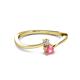 2 - Lucie 4.10 mm Bold Round Pink Tourmaline and Diamond 2 Stone Promise Ring 
