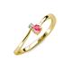 3 - Lucie 4.10 mm Bold Round Pink Tourmaline and Diamond 2 Stone Promise Ring 