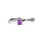 1 - Lucie 4.10 mm Bold Round Amethyst and Diamond 2 Stone Promise Ring 