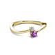 2 - Lucie 4.10 mm Bold Round Amethyst and Diamond 2 Stone Promise Ring 