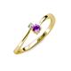 3 - Lucie 4.10 mm Bold Round Amethyst and Diamond 2 Stone Promise Ring 