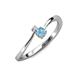 3 - Lucie 4.10 mm Bold Round Blue Topaz and Diamond 2 Stone Promise Ring 