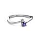 2 - Lucie 4.10 mm Bold Round Iolite and Diamond 2 Stone Promise Ring 