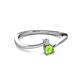 2 - Lucie 4.10 mm Bold Round Peridot and Diamond 2 Stone Promise Ring 