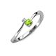3 - Lucie 4.10 mm Bold Round Peridot and Diamond 2 Stone Promise Ring 