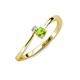 3 - Lucie 4.10 mm Bold Round Peridot and Diamond 2 Stone Promise Ring 