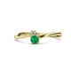1 - Lucie 4.10 mm Bold Round Emerald and Diamond 2 Stone Promise Ring 