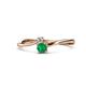 1 - Lucie 4.10 mm Bold Round Emerald and Diamond 2 Stone Promise Ring 