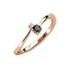 3 - Lucie 4.10 mm Bold Round Black and White Black Diamond 2 Stone Promise Ring 