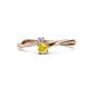 1 - Lucie 4.10 mm Bold Round Yellow Sapphire and Diamond 2 Stone Promise Ring 