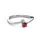 2 - Lucie 4.10 mm Bold Round Ruby and Diamond 2 Stone Promise Ring 