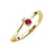 3 - Lucie 4.10 mm Bold Round Ruby and Diamond 2 Stone Promise Ring 