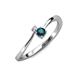 3 - Lucie 4.10 mm Bold Round London Blue Topaz and Diamond 2 Stone Promise Ring 
