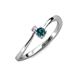 3 - Lucie 4.10 mm Bold Round Blue and White Blue Diamond 2 Stone Promise Ring 